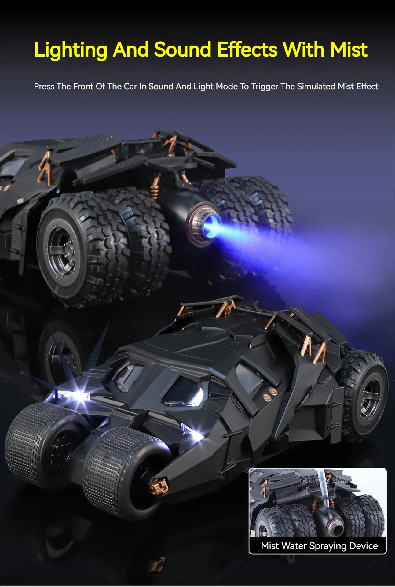 Alloy 1:24 Batmobile Diecast Model Toys Car Collectible Sound Light Doors Opened Rear Wheel Suspension Armored Cars for Kid Gift