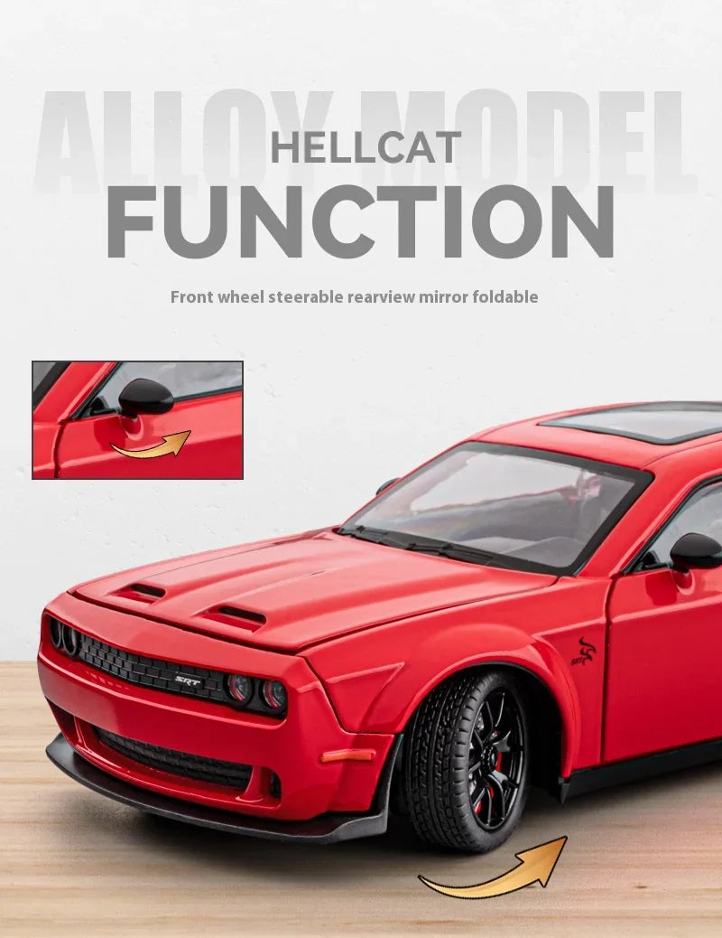 1:24 Dodge Challenger SRT Hellcat Redeye Super Muscle Car Alloy Metal Diecast Car Model Collecting Hobby Decorative Gift Friend