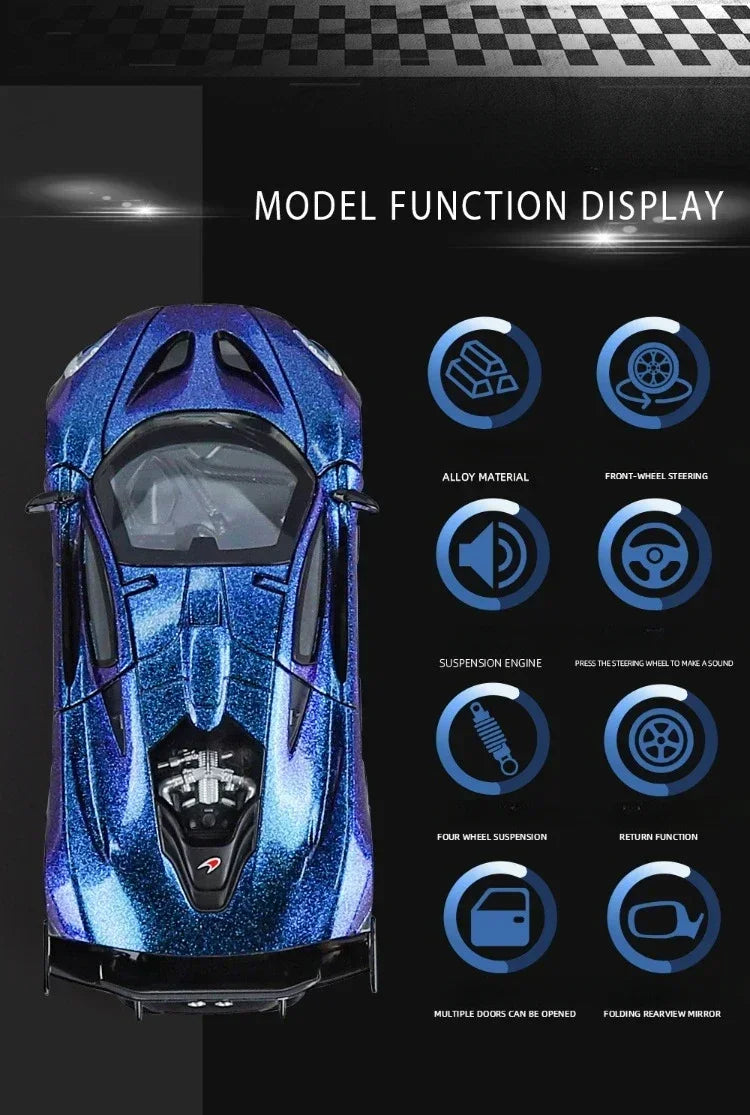 1:24 Scale P1 Supercar Alloy Car Diecast Metal With Sound & Light Model Collect Hobby Model Ornaments Gift For Boys