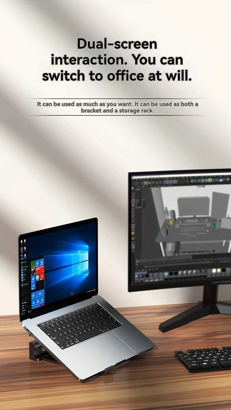 ABS material Adjustable vertical laptop stand with three-slot stand, padded computer stand for 16-inch laptops - rectangular