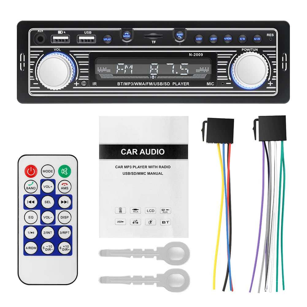Car Radio MP3 Player Bluetooth-compatible FM Audio Stereo Receiver with Remote Control Autoradio Electronics Accessories