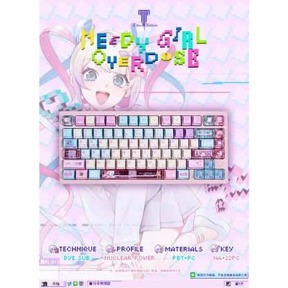 Anime Anchor Girl Theme Keycaps Set Customized PBT Sublimation Cherry Profile Keyboard Caps for Mechanical Keyboard Accessories