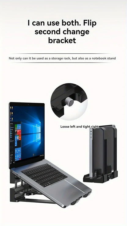 ABS material Adjustable vertical laptop stand with three-slot stand, padded computer stand for 16-inch laptops - rectangular