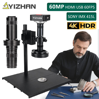 60MP 4K UHD Digital Microscope For Electronics 215x 5x Electronic Magnification Soldering Microscope Software WithSturdy Bracket