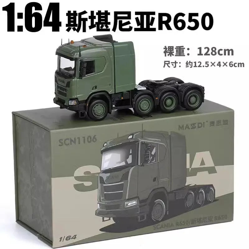 New In Stock Mesdi 1:64 Scania R650 Civilian Trailer Transport Vehicle Alloy Small Model Miniature Diecast Scania Custom Toy Gif