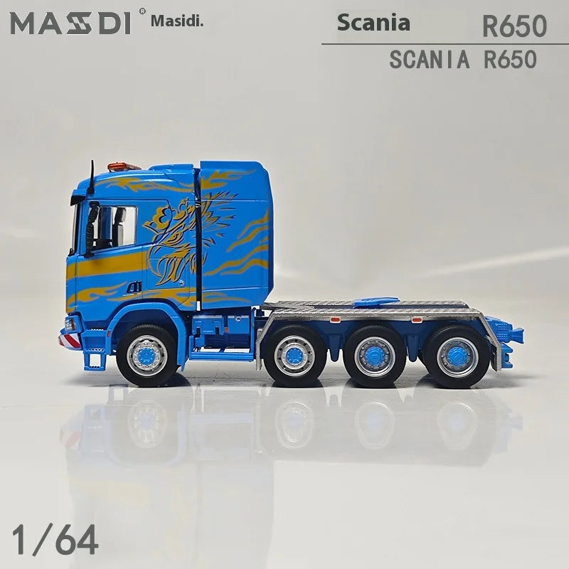 New In Stock Mesdi 1:64 Scania R650 Civilian Trailer Transport Vehicle Alloy Small Model Miniature Diecast Scania Custom Toy Gif