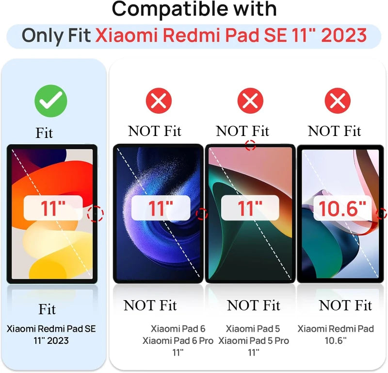 360 Degree Rotating Case For Xiaomi Redmi Pad SE Cover 11inch 2023 PU Leather Tablet Cover Redmi Pad SE (11")Stand Holder Hoster