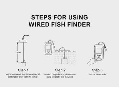 FFC1108-1 Alarm 100M Portable Sonar Fish Finders 45 degrees Sonar Coverage Echo Sounder Alarm Transducer Lake Sea Fishing