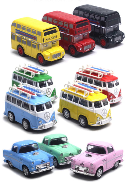 Cute Diecast Alloy Metal Car Bus Motor Tricycle Motorcycle Taxi Model Toy Children Birthday Gift