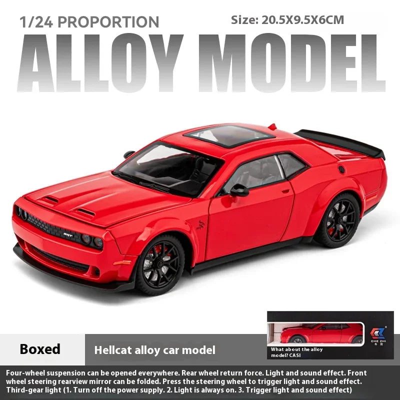 1:24 Dodge Challenger SRT Hellcat Redeye Super Muscle Car Alloy Metal Diecast Car Model Collecting Hobby Decorative Gift Friend