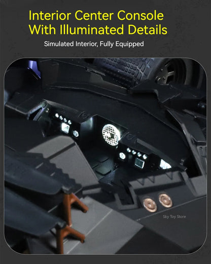 Alloy 1:24 Batmobile Diecast Model Toys Car Collectible Sound Light Doors Opened Rear Wheel Suspension Armored Cars for Kid Gift