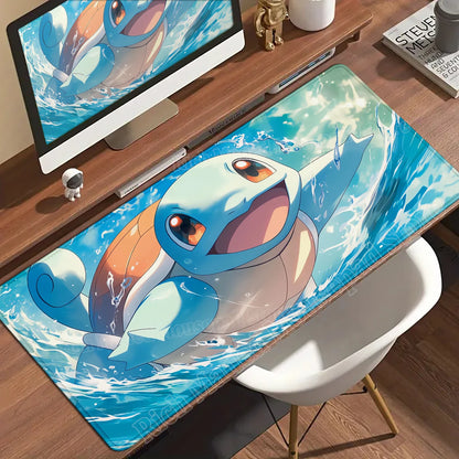 HD Gaming Keyboard Rug Laptop Japan Cool Anime Mouse Pad XXL P-pokemon Desk Mat PC Squirtles Gamer Cabinet Extended Mousepad Rug