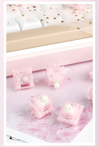 MMD Princess Silent Pink Switch 5 Pin Linear 32g Switches 21mm Spring Lubricated LY PC Mechanical Keyboard Switch Type Fast Mute