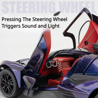 1/24 Scale Apollo EVO Alloy Sports Car Model Metal Diecast Miniature Toy with Pull Back Sound Light Vehicles Boys Birthday Gift