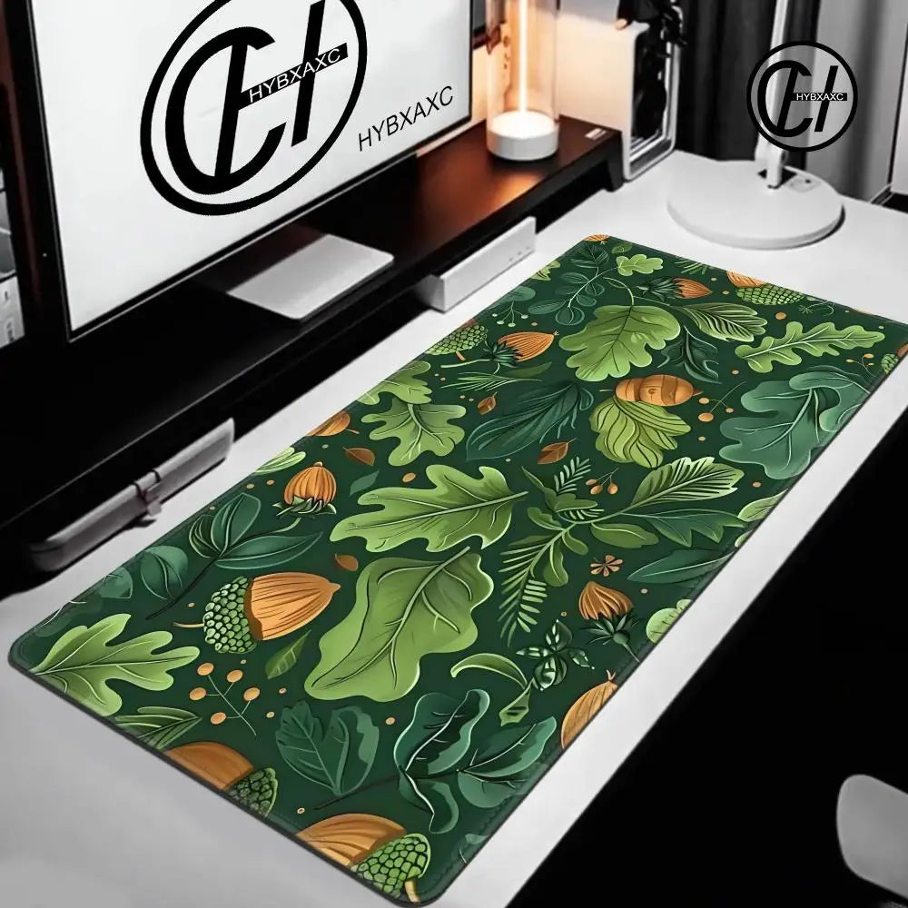 Forest Gaming Mouse Pad Vintage Floral Green Leaves Aesthetic Large Gaming Mousepad Gamer Desk Mat Nature Inspired Desk Mat
