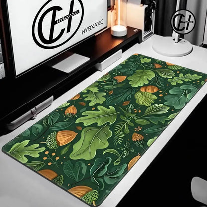 Forest Gaming Mouse Pad Vintage Floral Green Leaves Aesthetic Large Gaming Mousepad Gamer Desk Mat Nature Inspired Desk Mat