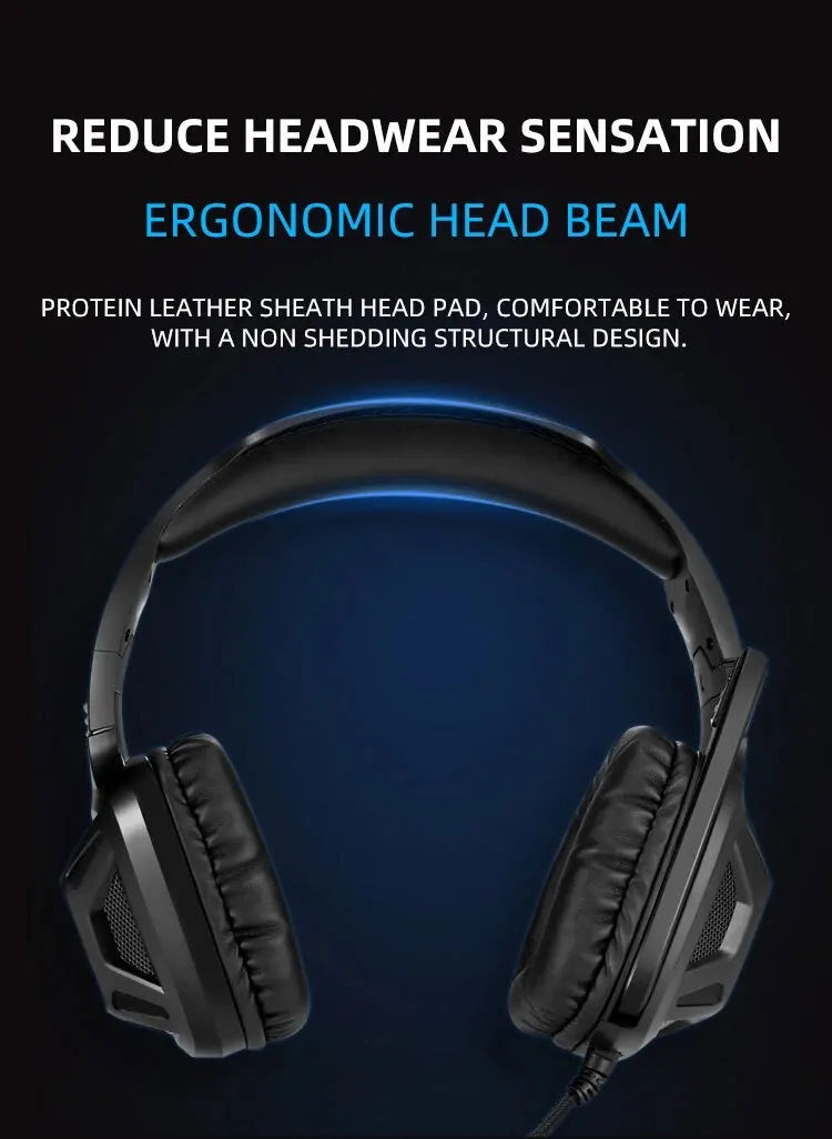 1PC Gaming Headset Experience Immersive Audio With Mic LED Lights Soft Memory Earmuffs Headphone