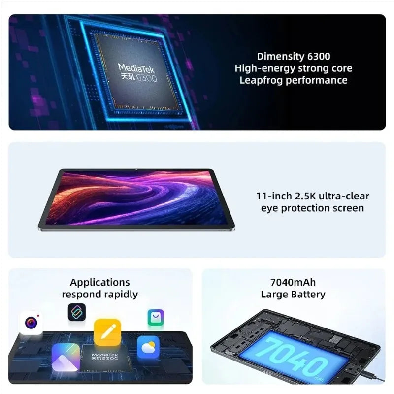 Global ROM Lenovo Xiaoxin Pad 11 2025 Tablet 128GB 256GB ROM MediaTek Dimensity 6300 11" 2.5K Screen 7040mAh WIFI Android Tab