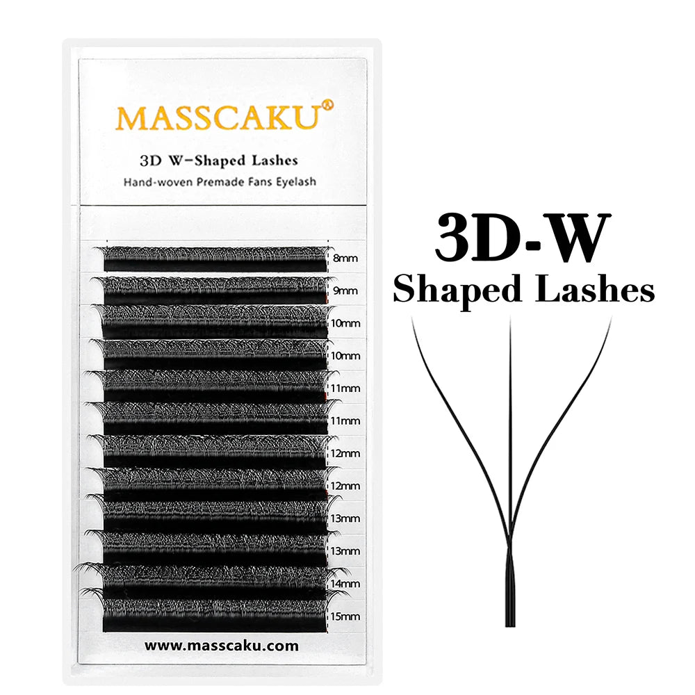 MASSCAKU W Shape 3D 4D 5D Premade Volume Easy Fans Nature Soft Light Individual Lashes Clover Bloom False Eyelashes Extension