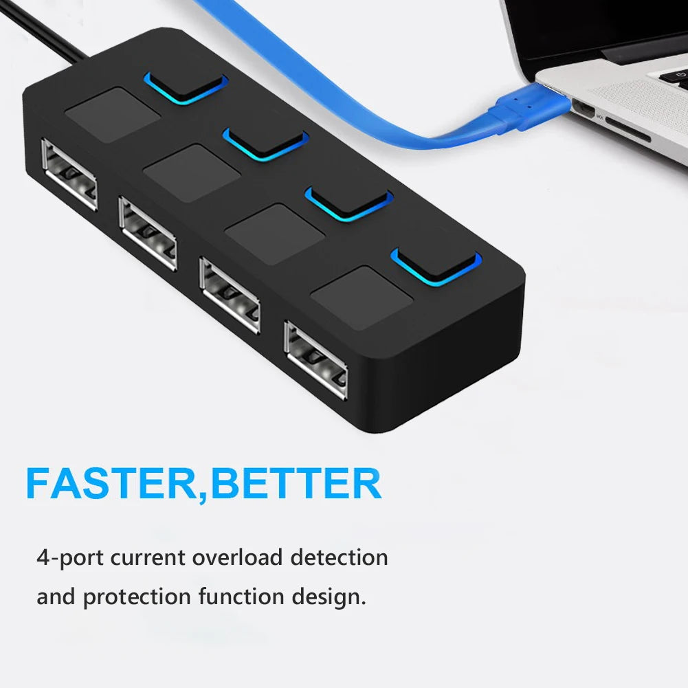 4 Port High Speed USB 2.0 Hub Multi Power Adapter Computer Adapter USB Extend Hard Disk for Laptop Desktop