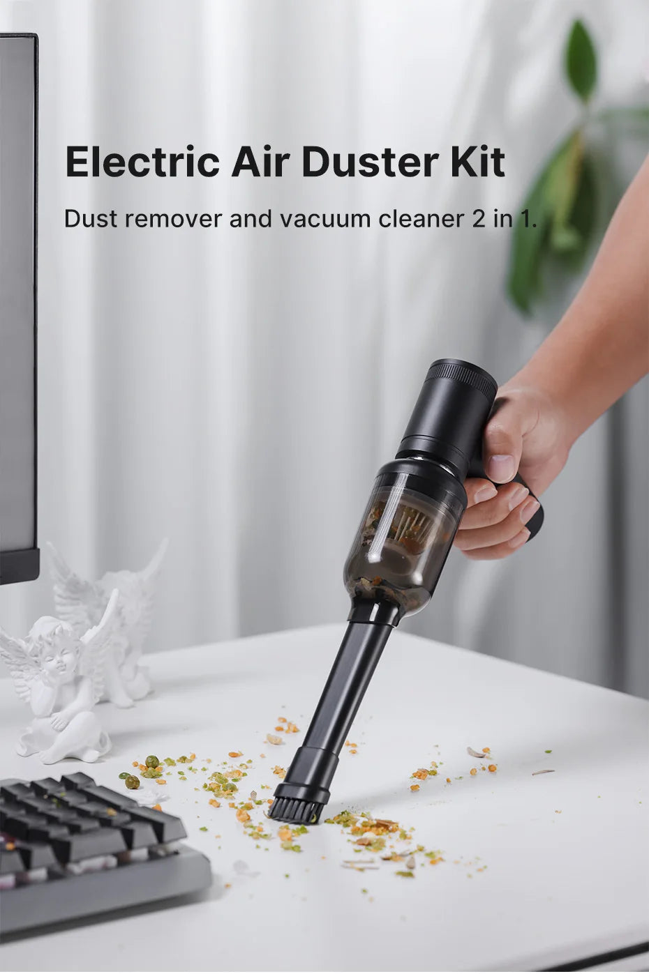 Ulanzi 2 in 1 Camera Dust Remover Vacuum Cleaner Electric Air Duster Kit for DSLR Camera Lens Computer Keyboards Room Cleaner
