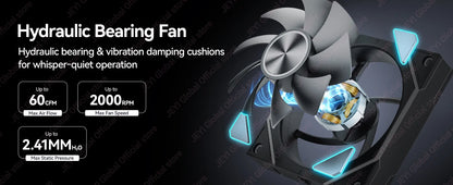 JEYI ARGB Infinity Mirror PC Fans Hydro Bearing Fan 30dB(A) 12CM cooling fan 5V3 pin PWM 800-2000RPM Forward/Reverse Blade Fan
