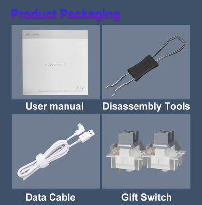 E-YOOSO Z82 RGB USB Mechanical Gaming Keyboard Support Bluetooth wireless 2.4G Wired 3 mode Gamer 82 Keys for Computer PC Laptop