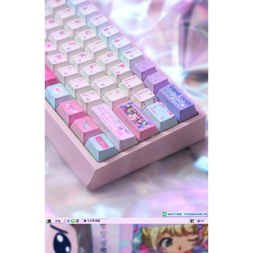 Anime Anchor Girl Theme Keycaps Set Customized PBT Sublimation Cherry Profile Keyboard Caps for Mechanical Keyboard Accessories