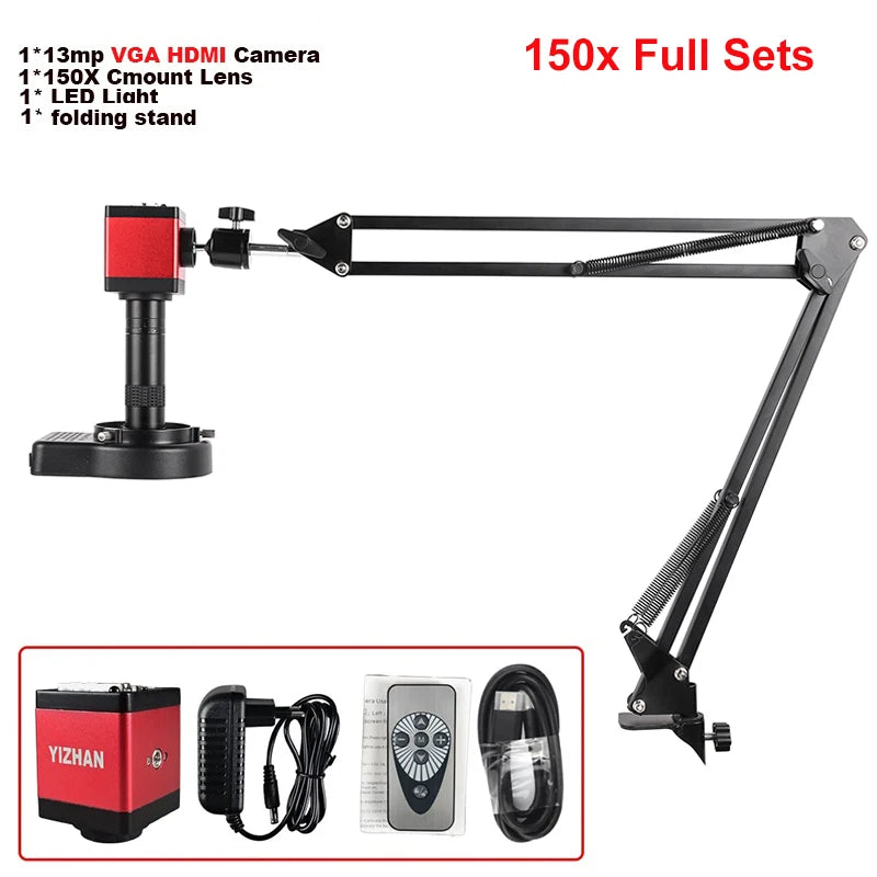 4K 48MP Electronics Digital Microscope Full HD 1080P HDMI USB Video Camera 150X Zoom Lens For Welding PCB Soldering Repair Phone