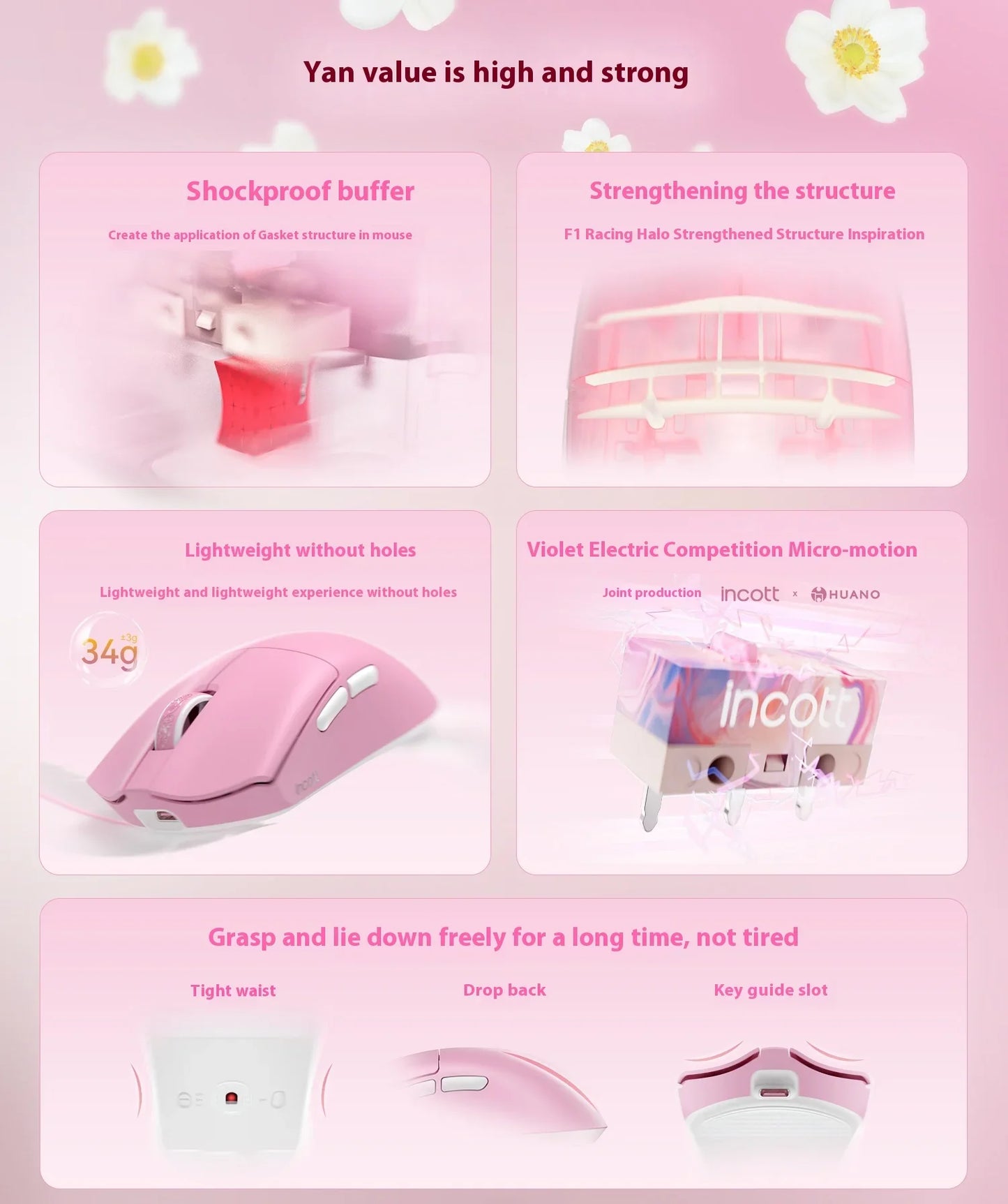 Incott 029 Wireless Mouse Bluetooth 3-Mode Gaming Light Weight Ergonomics Customized E-sports Mice Pc Gamer Accessories Gifts