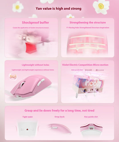 Incott 029 Wireless Mouse Bluetooth 3-Mode Gaming Light Weight Ergonomics Customized E-sports Mice Pc Gamer Accessories Gifts