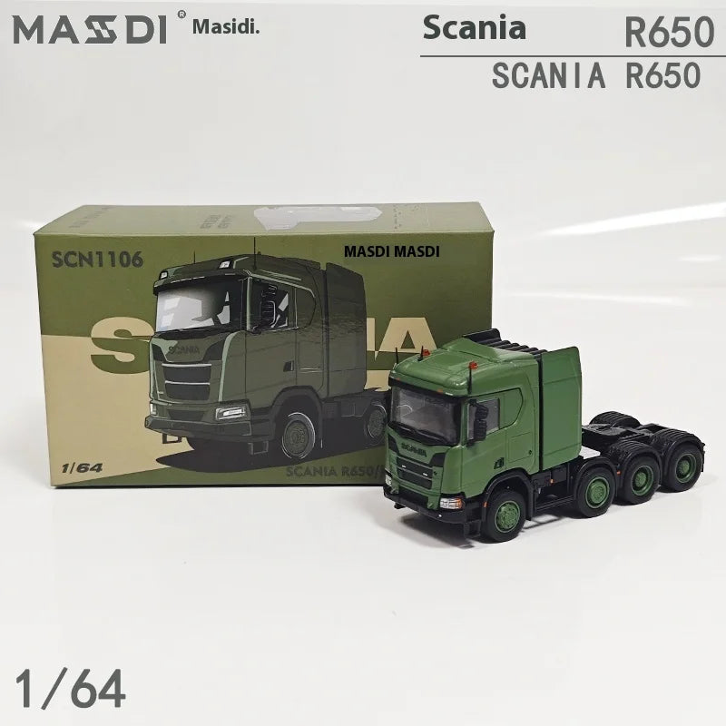 New In Stock Mesdi 1:64 Scania R650 Civilian Trailer Transport Vehicle Alloy Small Model Miniature Diecast Scania Custom Toy Gif