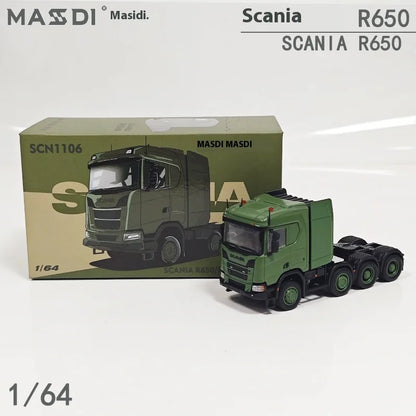 New In Stock Mesdi 1:64 Scania R650 Civilian Trailer Transport Vehicle Alloy Small Model Miniature Diecast Scania Custom Toy Gif
