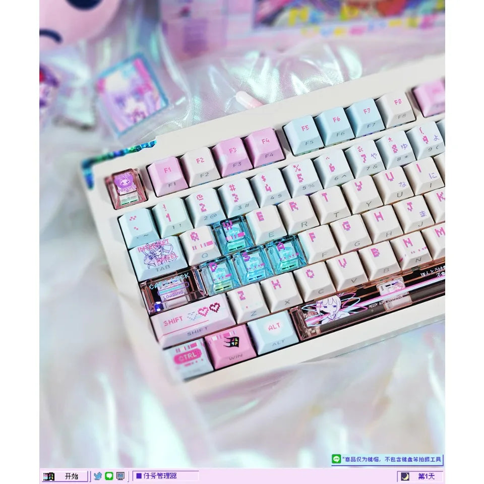 Anime Anchor Girl Theme Keycaps Set Customized PBT Sublimation Cherry Profile Keyboard Caps for Mechanical Keyboard Accessories