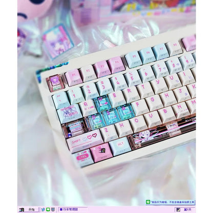 Anime Anchor Girl Theme Keycaps Set Customized PBT Sublimation Cherry Profile Keyboard Caps for Mechanical Keyboard Accessories