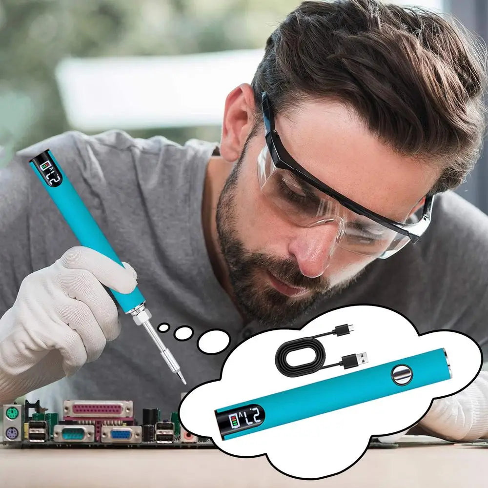 Electric Soldering Iron Rechargeable And Temperature Adjustment Welding Repair Tool Wire Soldering Pen Electronics Soldering Kit
