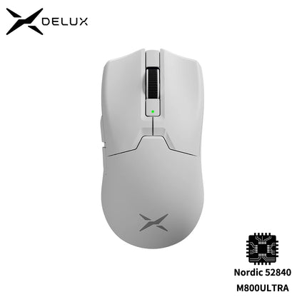 Delux M800ULTRA Gaming Wireless Lightweight Mouse Tri-mode Connection PAW3395 4K 26000DPI Nordic MCU Programmable Macro for PC