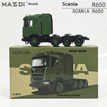 New In Stock Mesdi 1:64 Scania R650 Civilian Trailer Transport Vehicle Alloy Small Model Miniature Diecast Scania Custom Toy Gif
