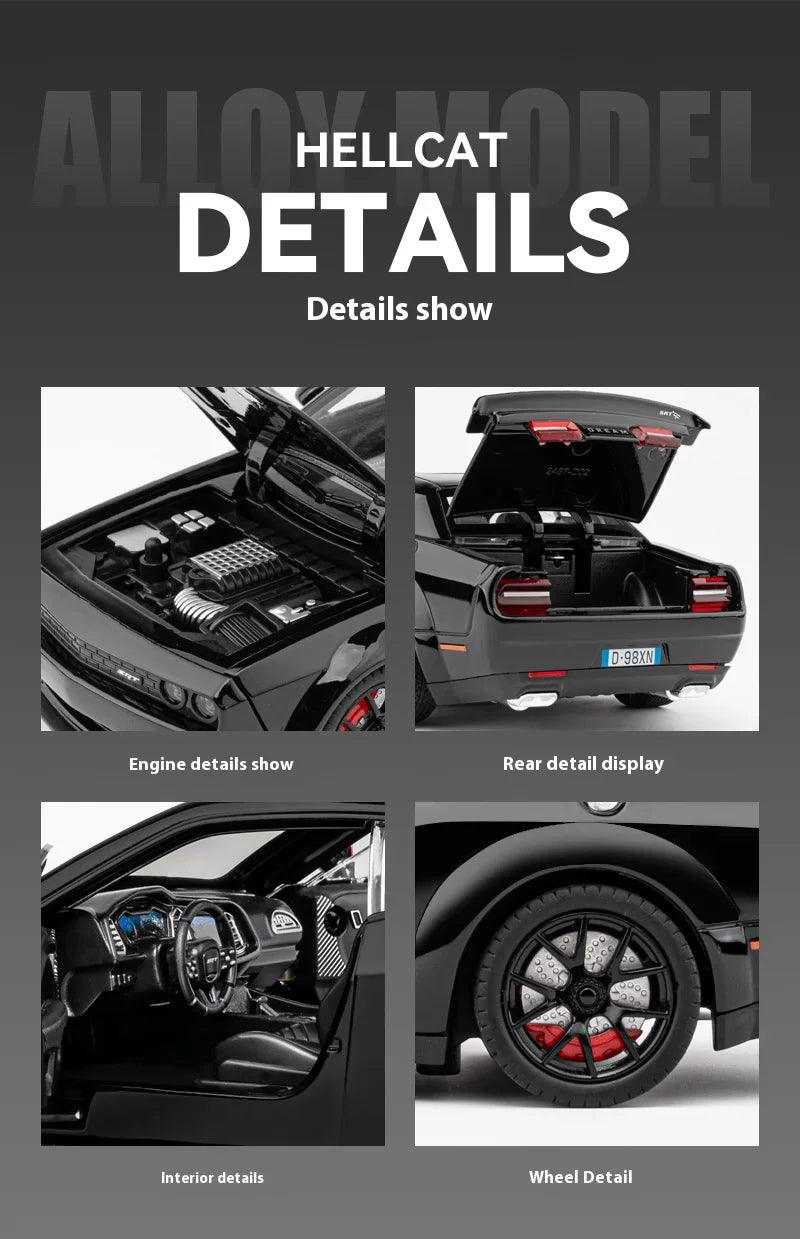 1:24 Dodge Challenger SRT Hellcat Redeye Super Muscle Car Alloy Metal Diecast Car Model Collecting Hobby Decorative Gift Friend
