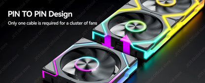 JEYI ARGB Infinity Mirror PC Fans Hydro Bearing Fan 30dB(A) 12CM cooling fan 5V3 pin PWM 800-2000RPM Forward/Reverse Blade Fan