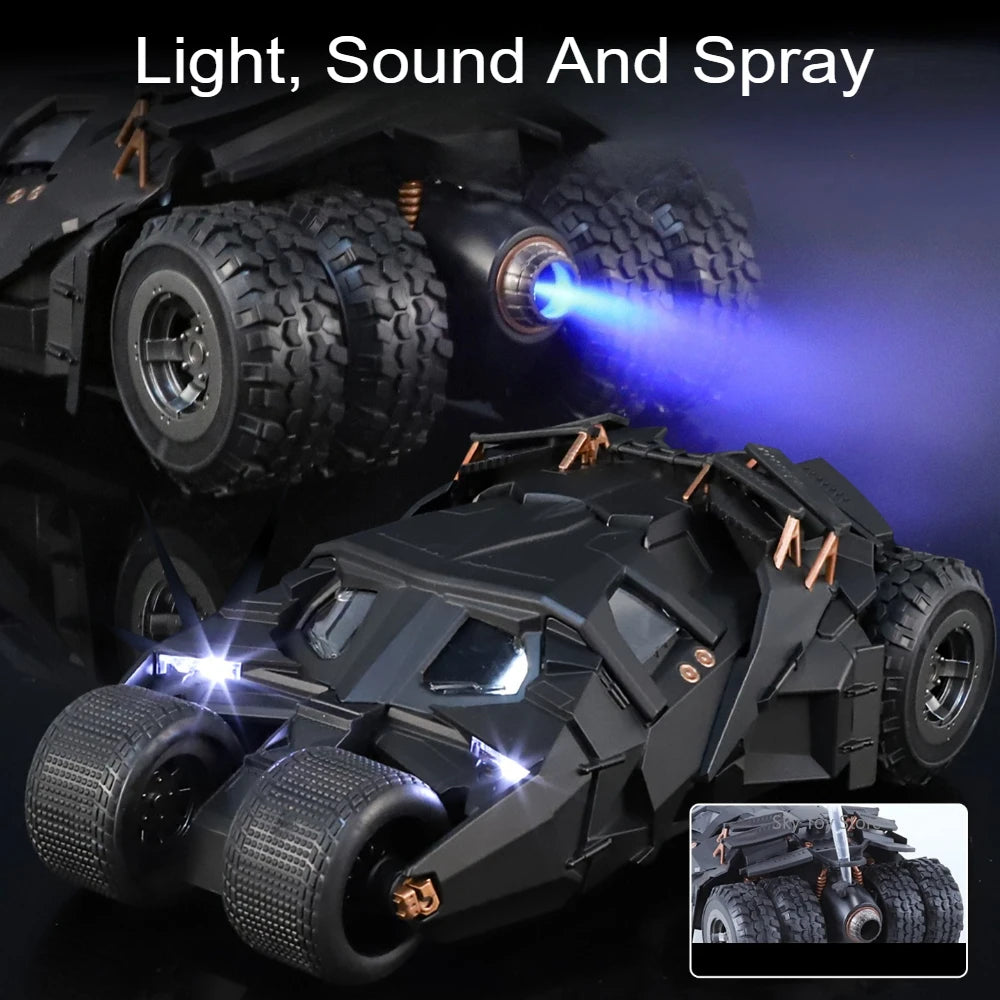 Alloy 1:24 Batmobile Diecast Model Toys Car Collectible Sound Light Doors Opened Rear Wheel Suspension Armored Cars for Kid Gift