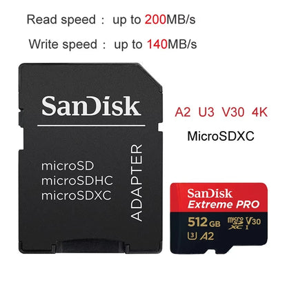 512GB Sandisk Original Memory Card 64GB 128GB EXtreme Pro Class10 UHS-I Flash Micro SD Card C10 Ultra A2 HC/SDXC Dropshipping