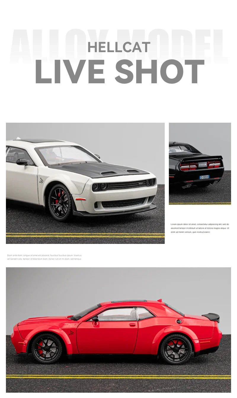 1:24 Dodge Challenger SRT Hellcat Redeye Super Muscle Car Alloy Metal Diecast Car Model Collecting Hobby Decorative Gift Friend