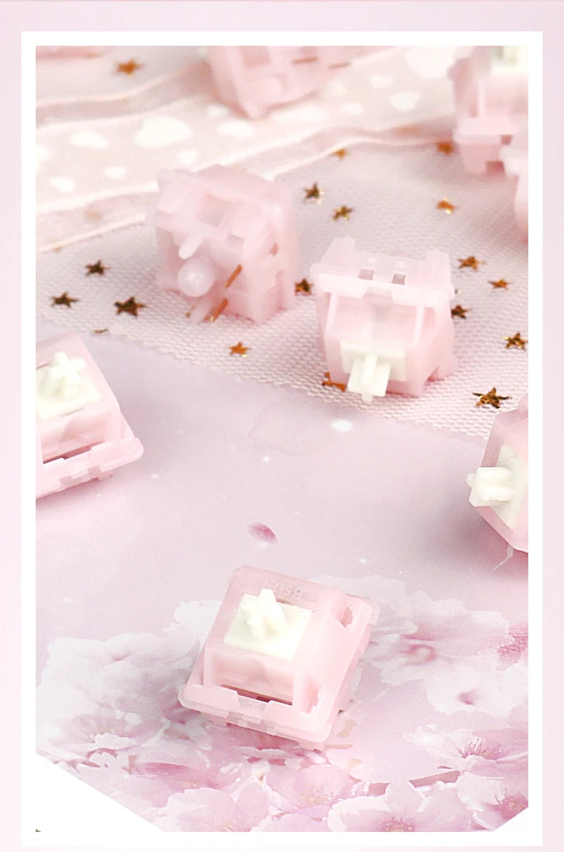 MMD Princess Silent Pink Switch 5 Pin Linear 32g Switches 21mm Spring Lubricated LY PC Mechanical Keyboard Switch Type Fast Mute