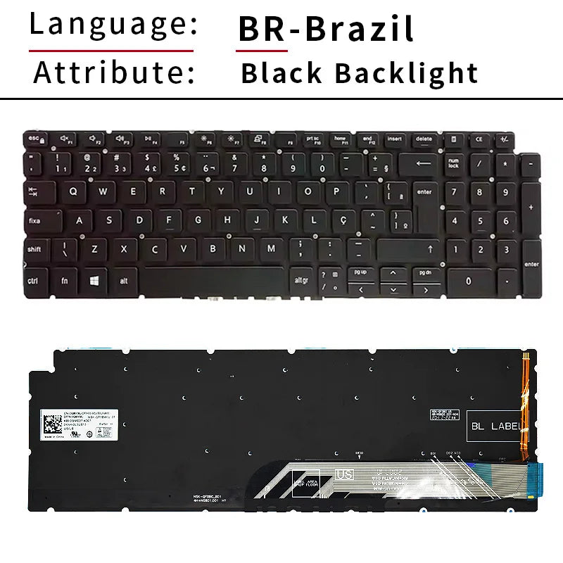 SP Spanish US Russian Backlit For Dell Inspiron 3500 3501 7591 5590 5591 5598 7590 5593 5584 7790 7500 7501 5501 5502 Keyboard