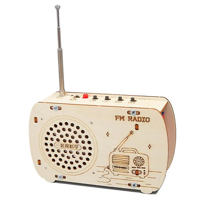 Build a Radio Kit Wood Radio Electronic Learning Set Interactive Building Toys Science Experiment Electronics Kits for Boys