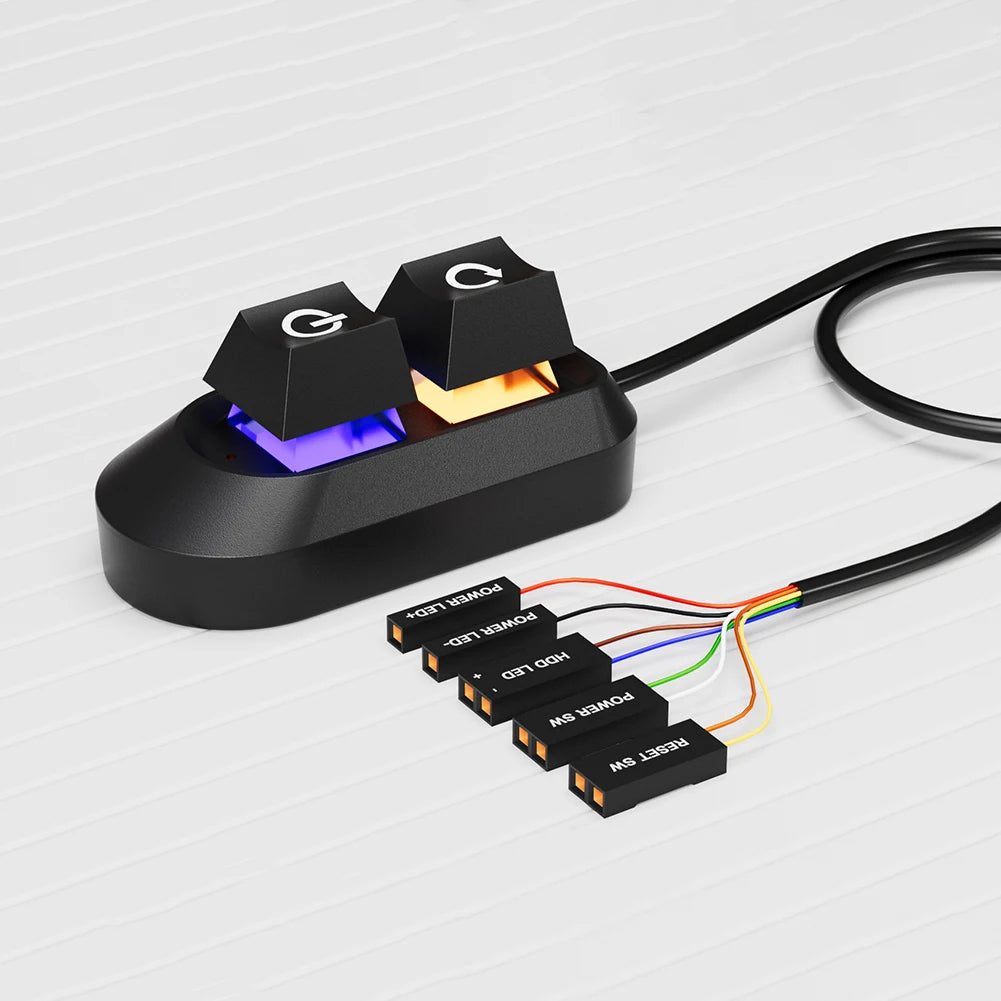 Logo PC Extension Switch 200cm Computer Desktop On/Off Switch Motherboard External Start Extension Cable Key With RGB LED Lights