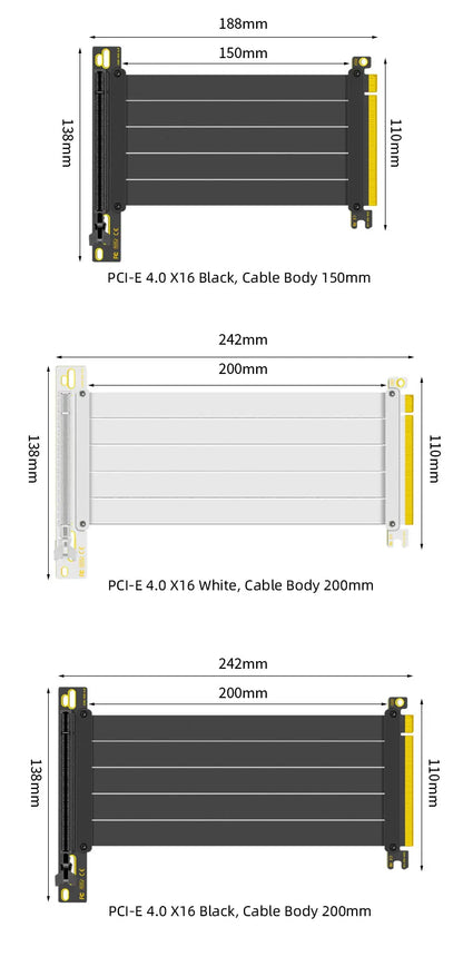 TEUCER PCI-E 4.0 X16 Riser Cable Video Card EMI Shielded High-Speed Flexible Extender PCI Express Gen 4 GPU Extension Cord