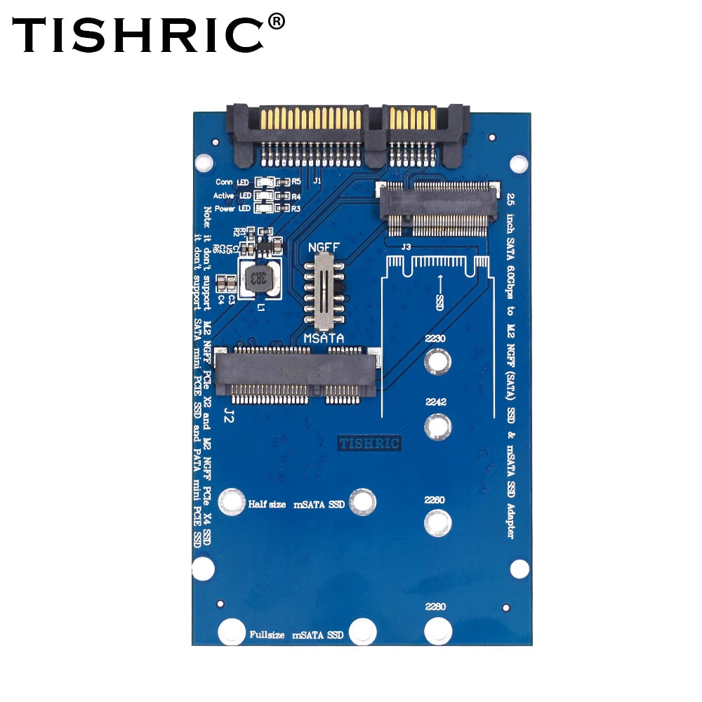 TISHRIC M.2 NGFF MSATA SSD To 2.5 Inch SATA 6.0Gbps 2 In 1 Adapter Converter Card Support PC Laptop Hard Disk Diagram