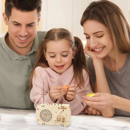 Build a Radio Kit Wood Radio Electronic Learning Set Interactive Building Toys Science Experiment Electronics Kits for Boys